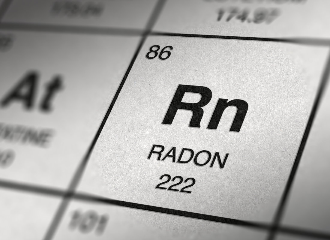Close-up of Radon on the periodic table of elements